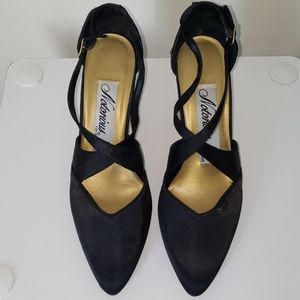 Notorious Black Satin Strap Heels